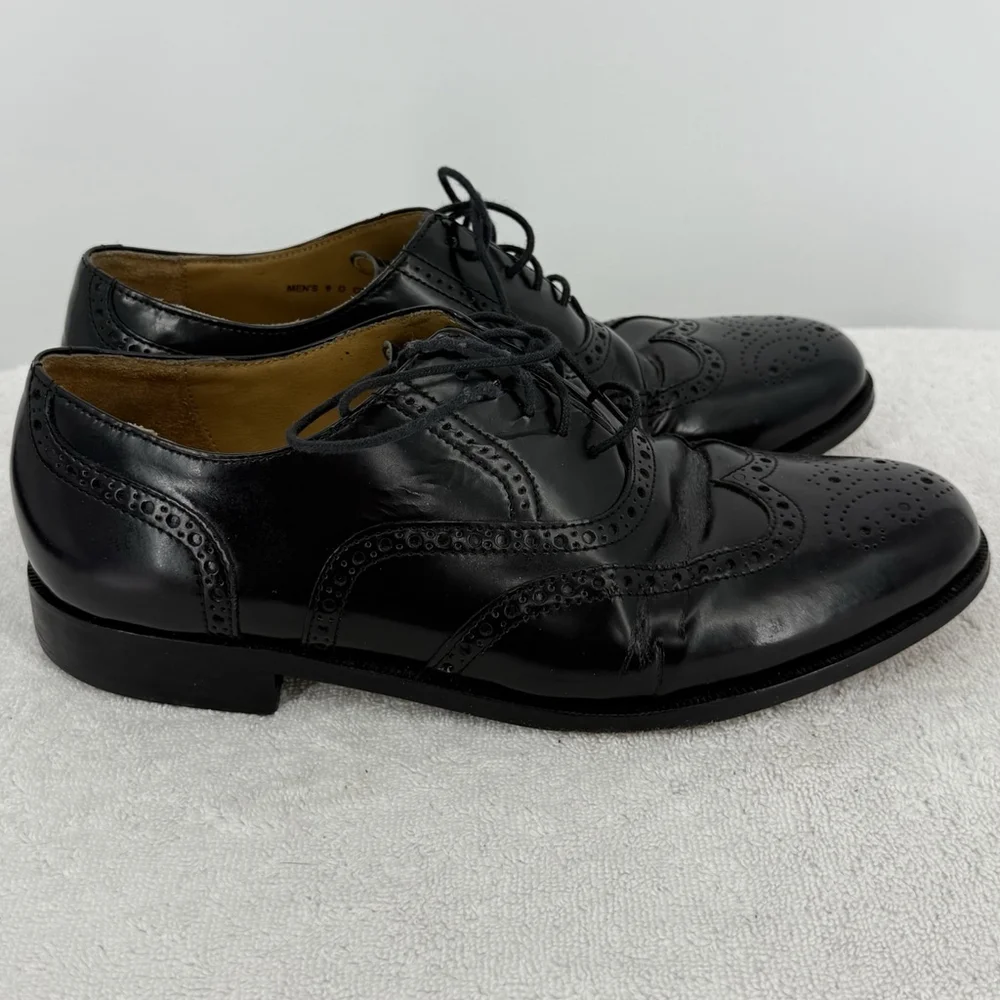 Cole Haan Oxford Wingtip Brogue Dress Shoes Mens 9D Black Leather C07941